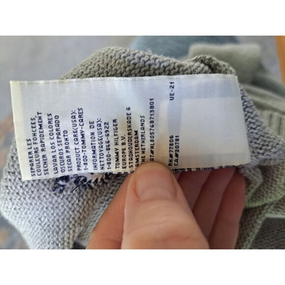 Tommy Hilfiger Crest XL Gray Crewneck Sweater Black Argyle Pattern Ribbed Men's - Picture 9 of 9